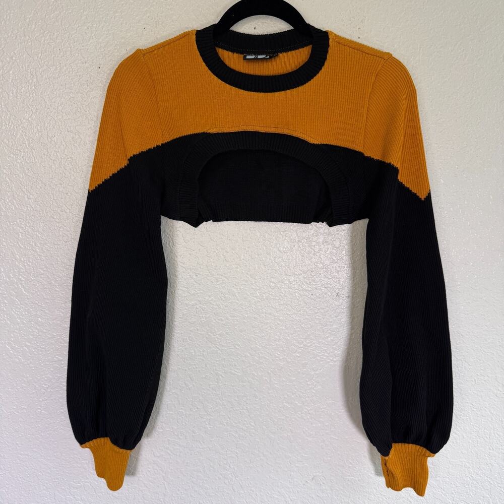 Elhoffer Top Women Small Interstellar Capricorn Crop Costume Cosplay Con Yellow
